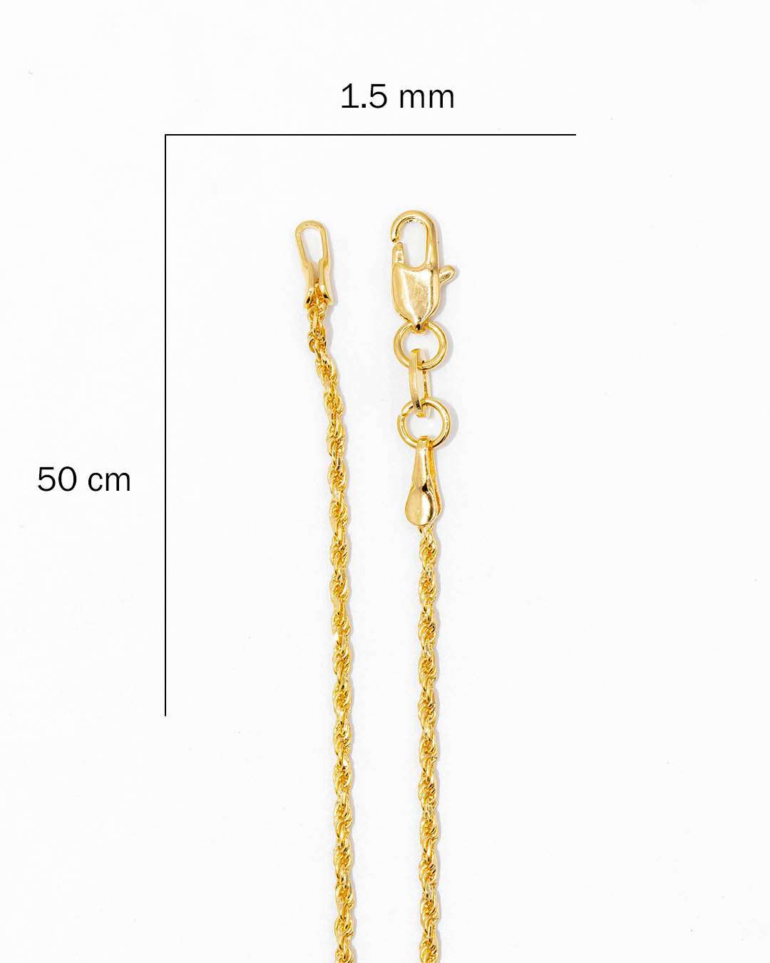 Oro laminado cadena lazo 50cm x 1.5mm