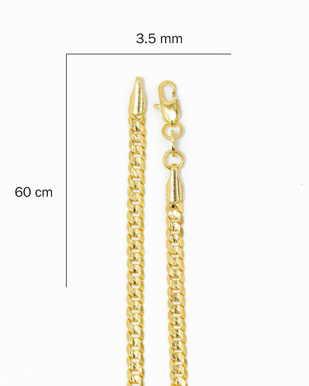 Oro laminado cadena cubana 60cm x 3.5mm