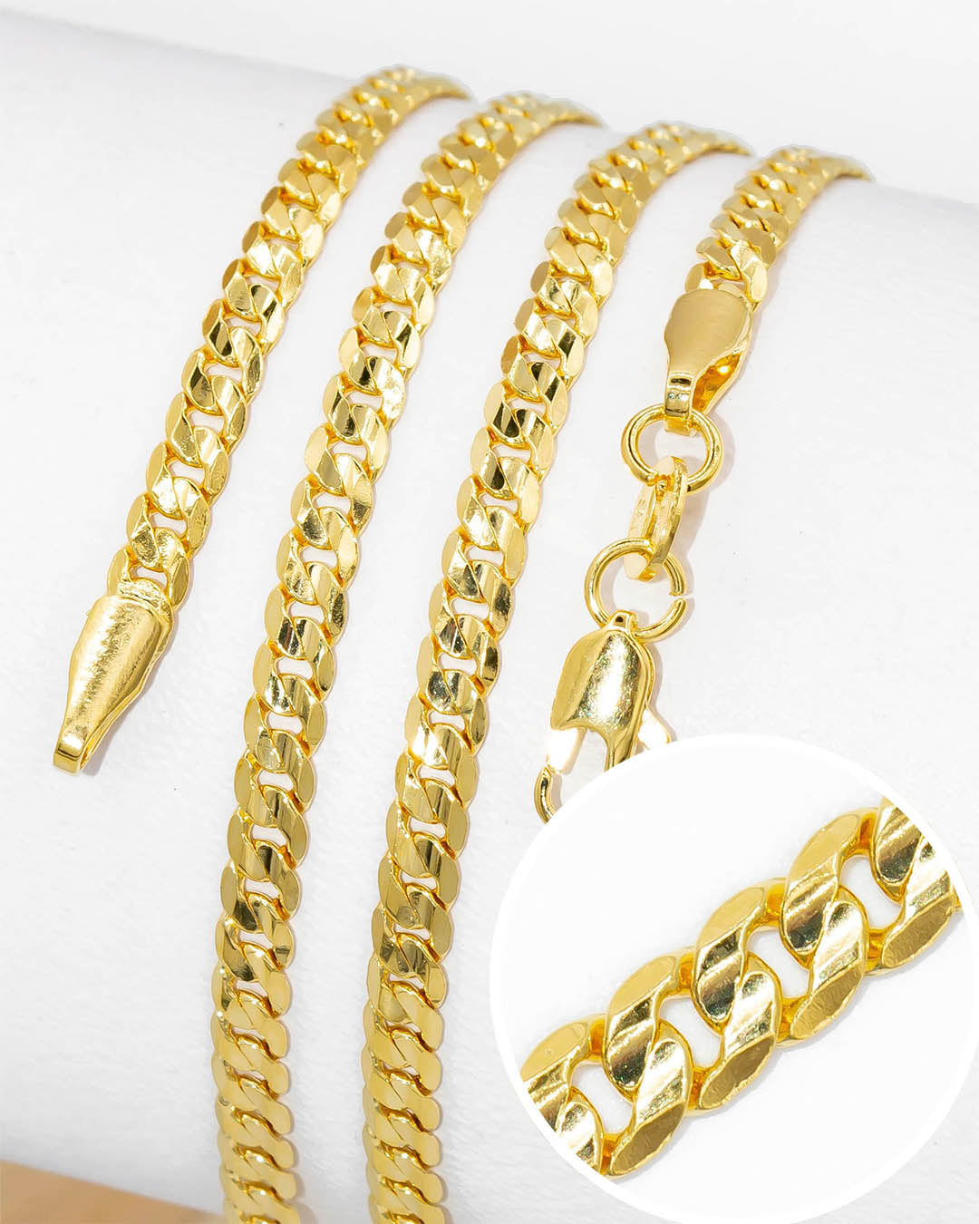 Oro laminado cadena cubana 60cm x 3.5mm