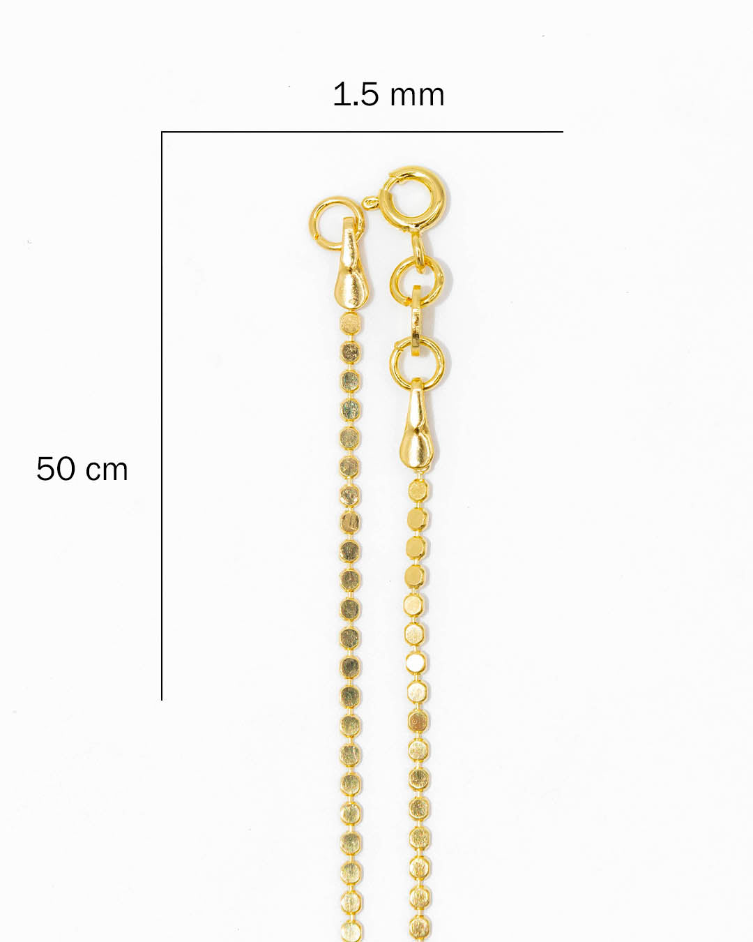 Oro laminado cadena balín medio 50cm x 1.5mm