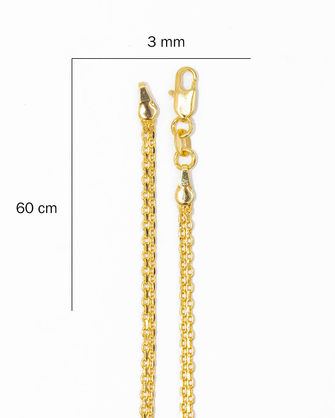 Oro laminado cadena chinesca 60cm x 3mm