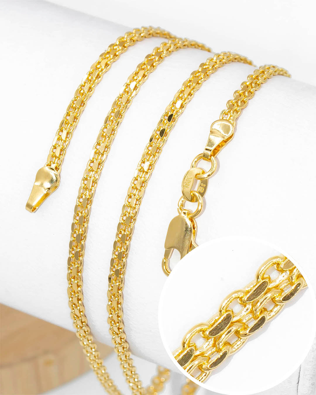 Oro laminado cadena chinesca 60cm x 3mm