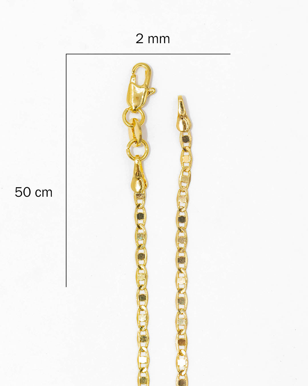 Oro laminado cadena escalera espejo 50cm x 2mm