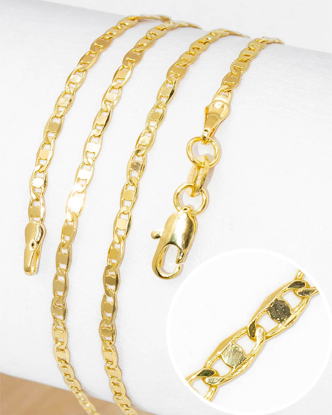 Oro laminado cadena escalera espejo 50cm x 2mm