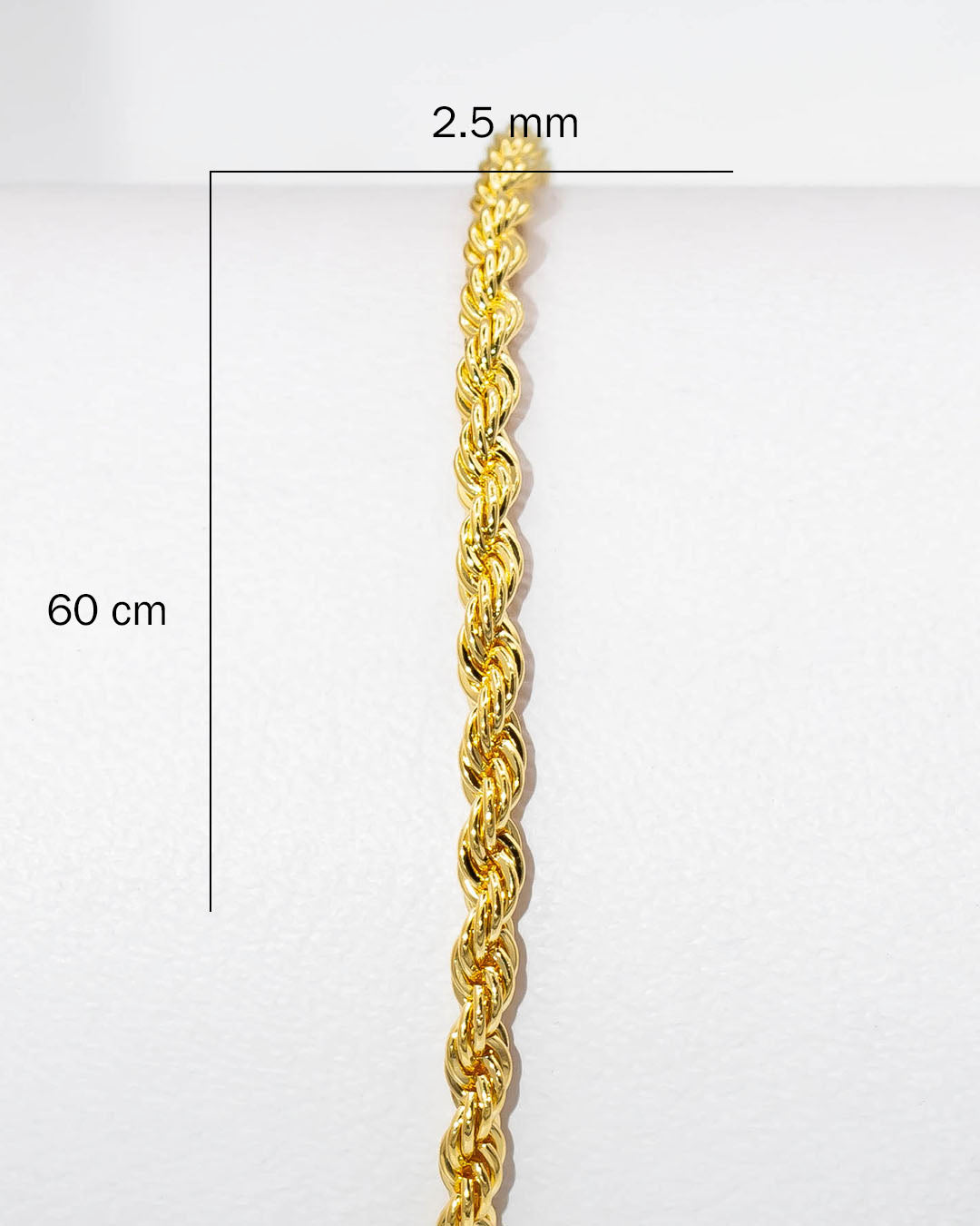 Oro laminado cadena lazo 60cm x 2.5mm
