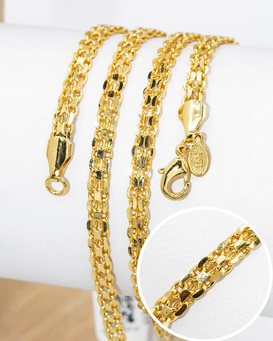 Oro laminado cadena chinesca 60cm x 4mm