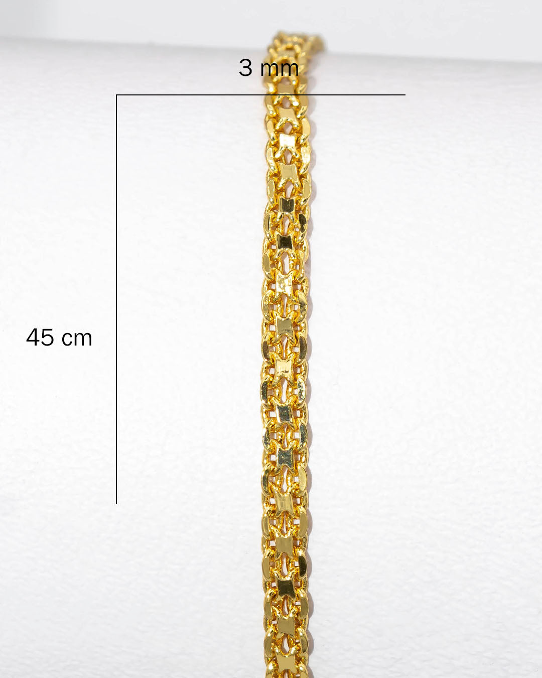 Oro laminado cadena chinesca 45cm x 3mm