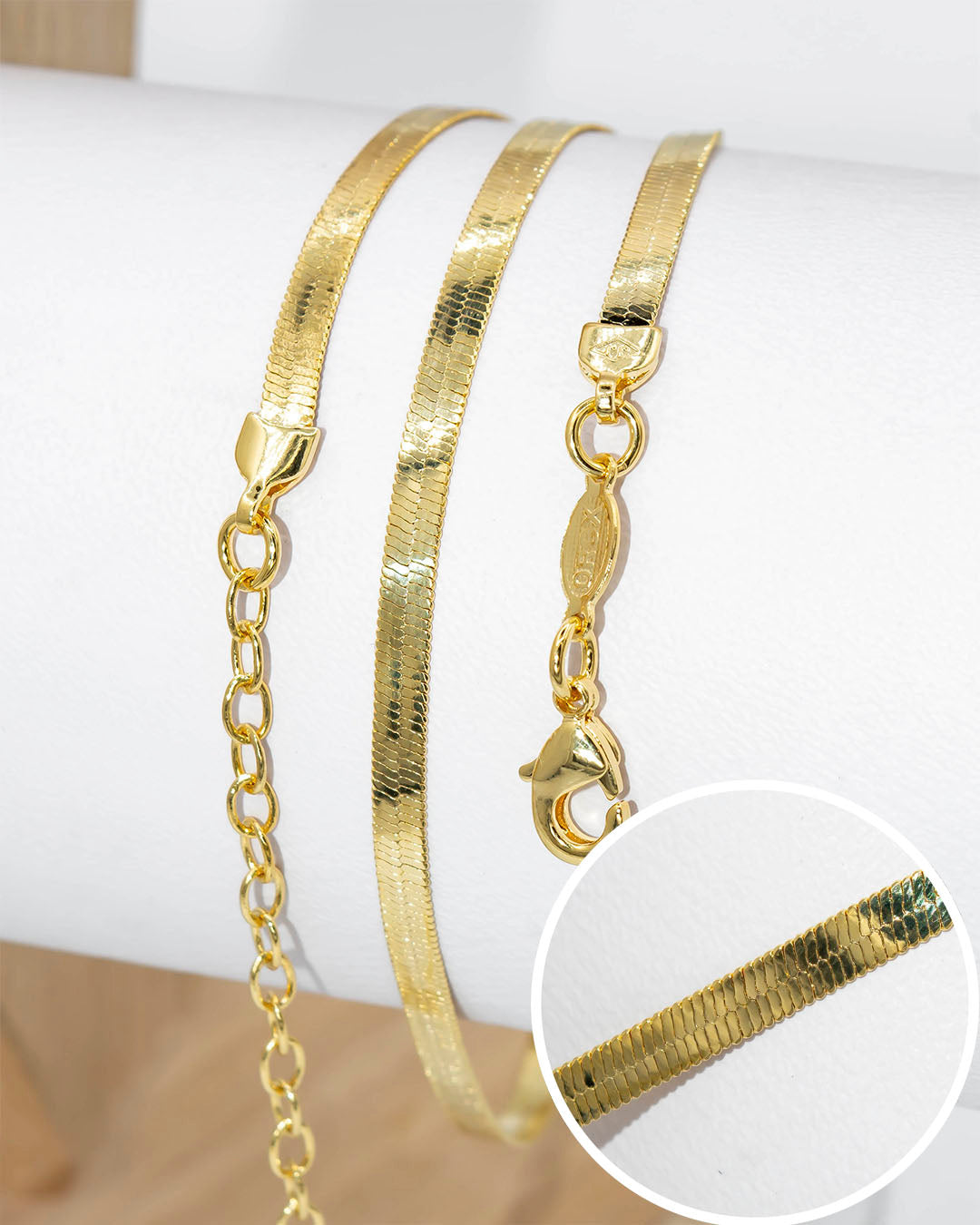Oro laminado cadena chinesca 60cm x 3mm