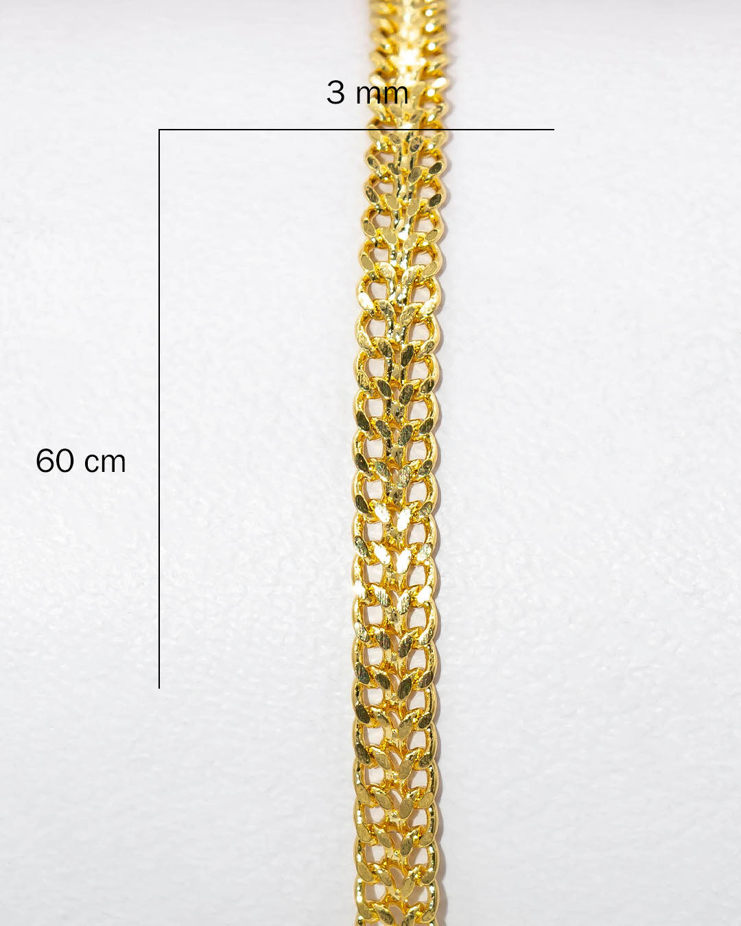 Oro laminado cadena cubana doble 60cm x 3mm