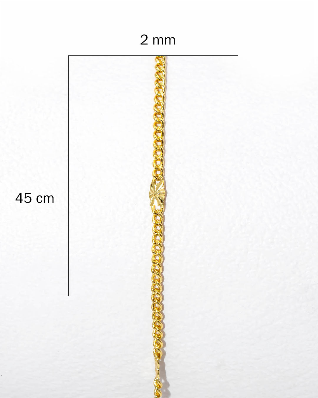 Oro laminado cadena cubana mini placa 45cm x 2mm