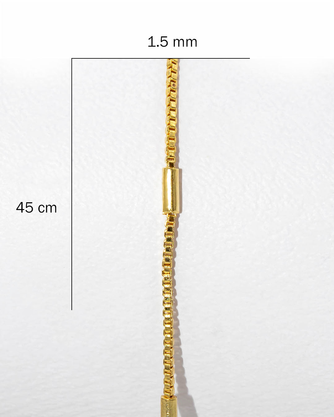 Oro laminado cadena veneciana cilindro 45cm x 1.5mm