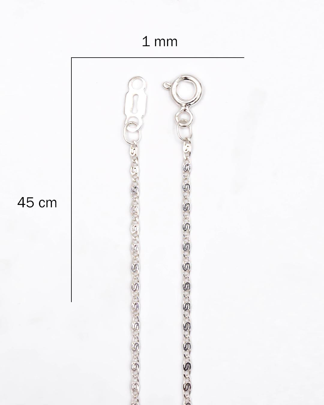 Plata ley 925 cadena caracol 45cm x 1mm