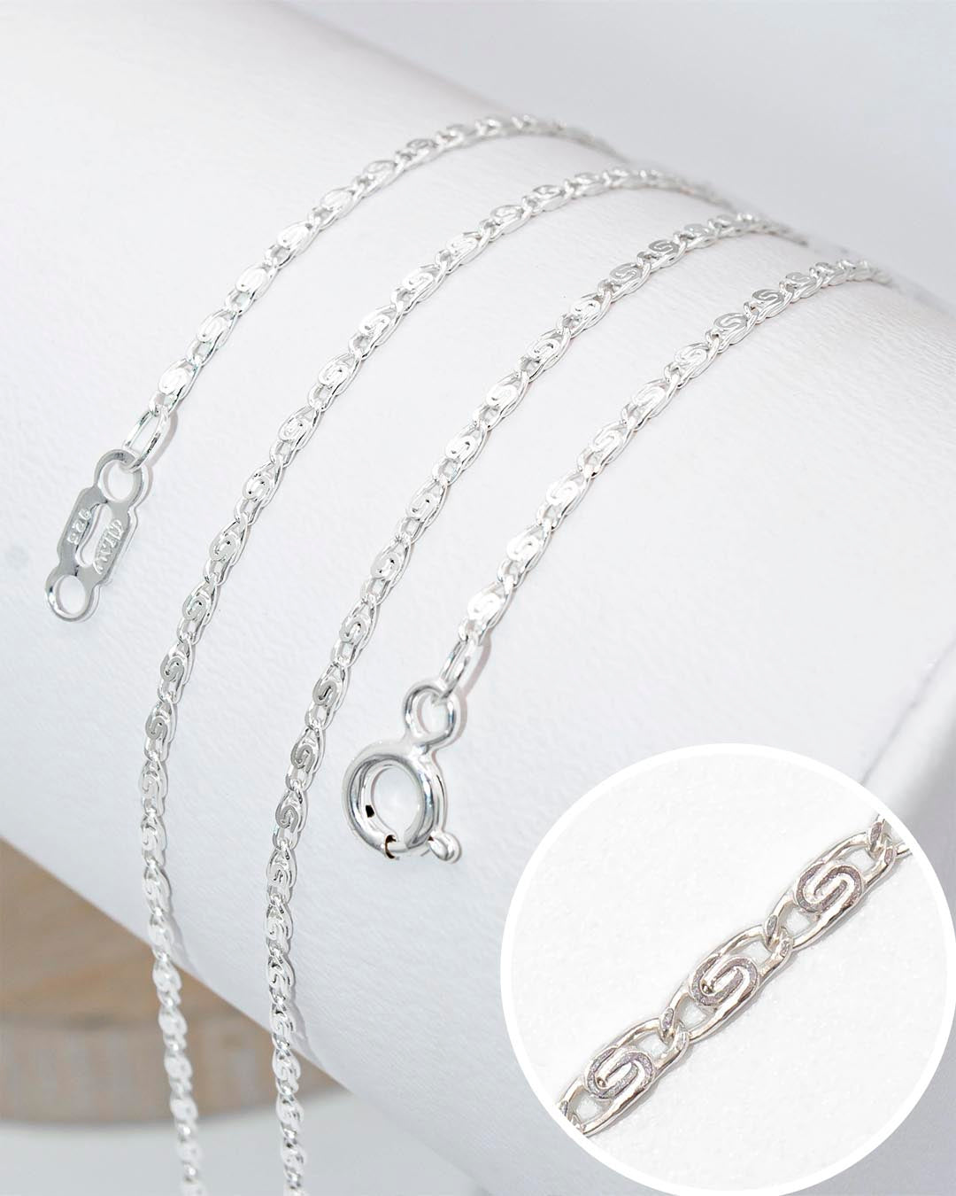 Plata ley 925 cadena caracol 45cm x 1mm