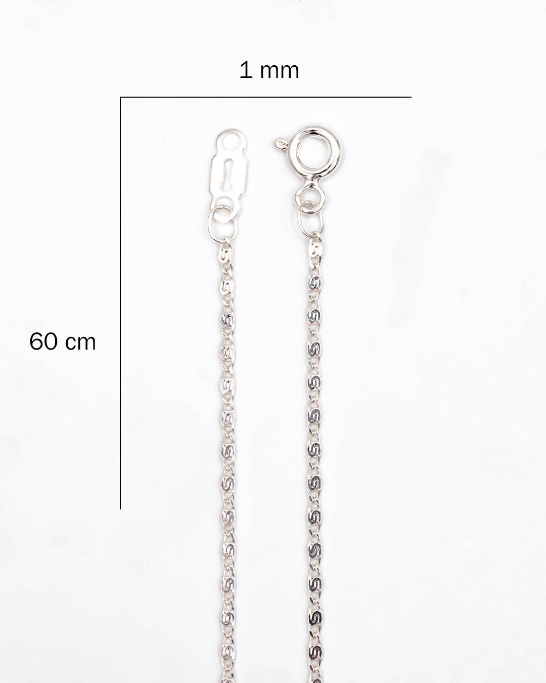 Plata ley 925 cadena caracol 60cm x 1mm