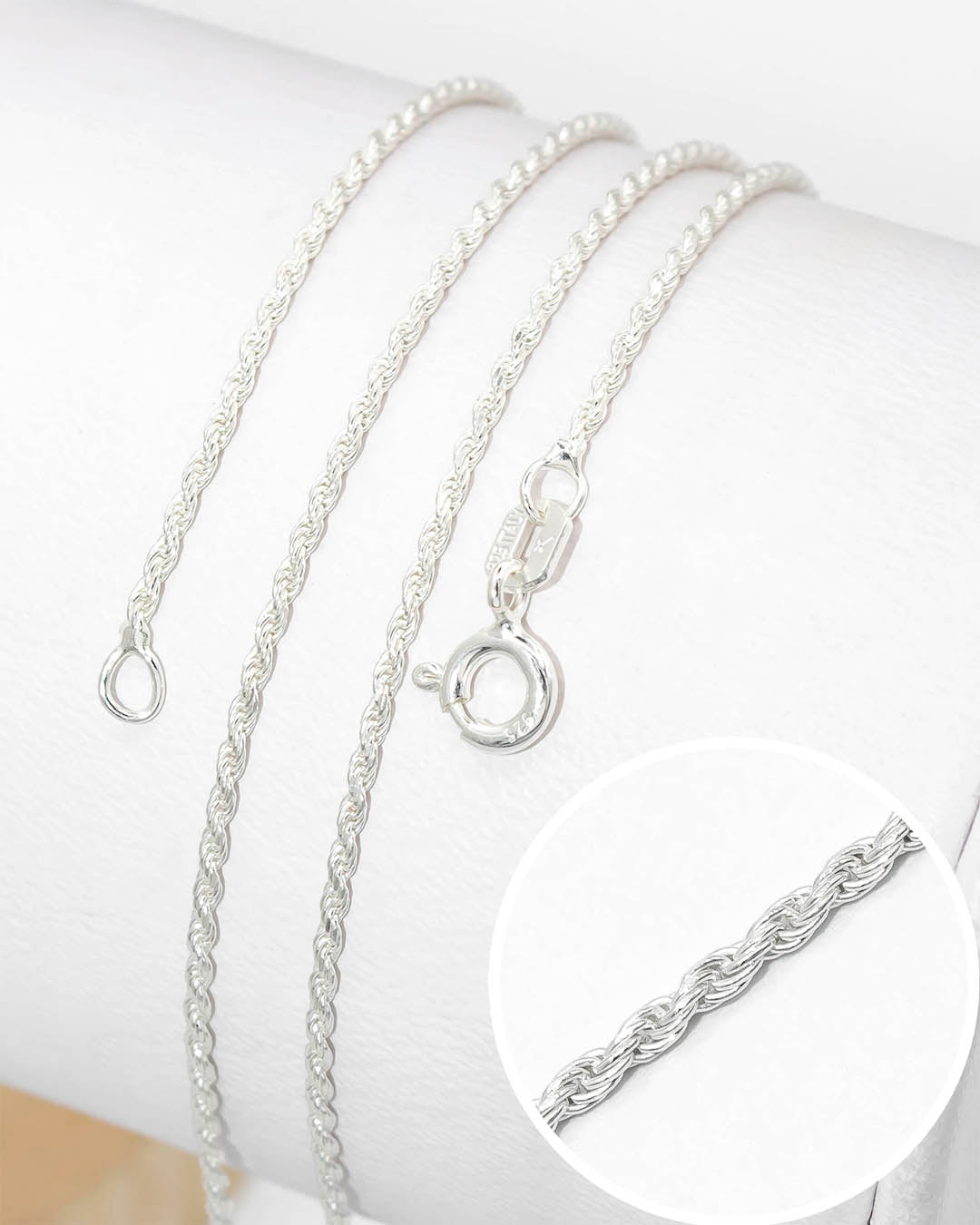 Plata ley 925 cadena lazo 60cm x 1mm