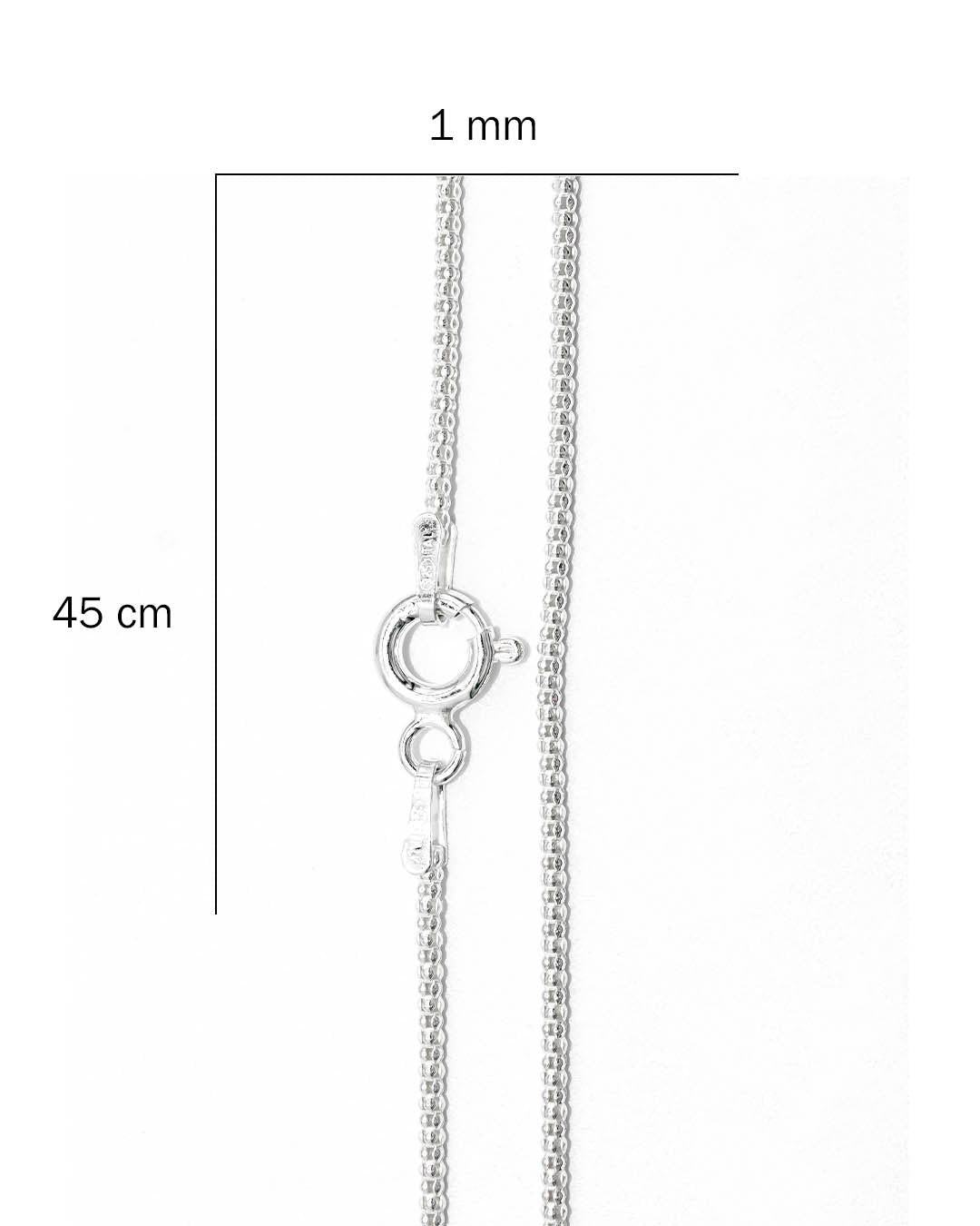 Plata ley 925 cadena serpiente 45cm x 1mm