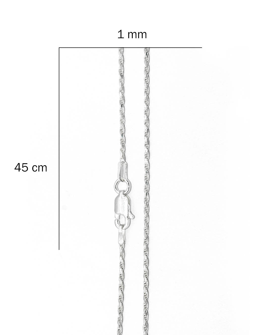 Plata ley 925 cadena lazo 45cm x 1mm