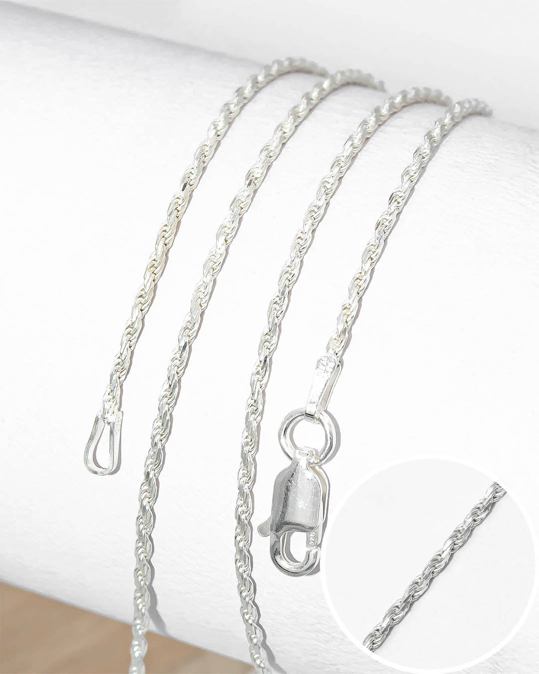 Plata ley 925 cadena lazo 45cm x 1mm