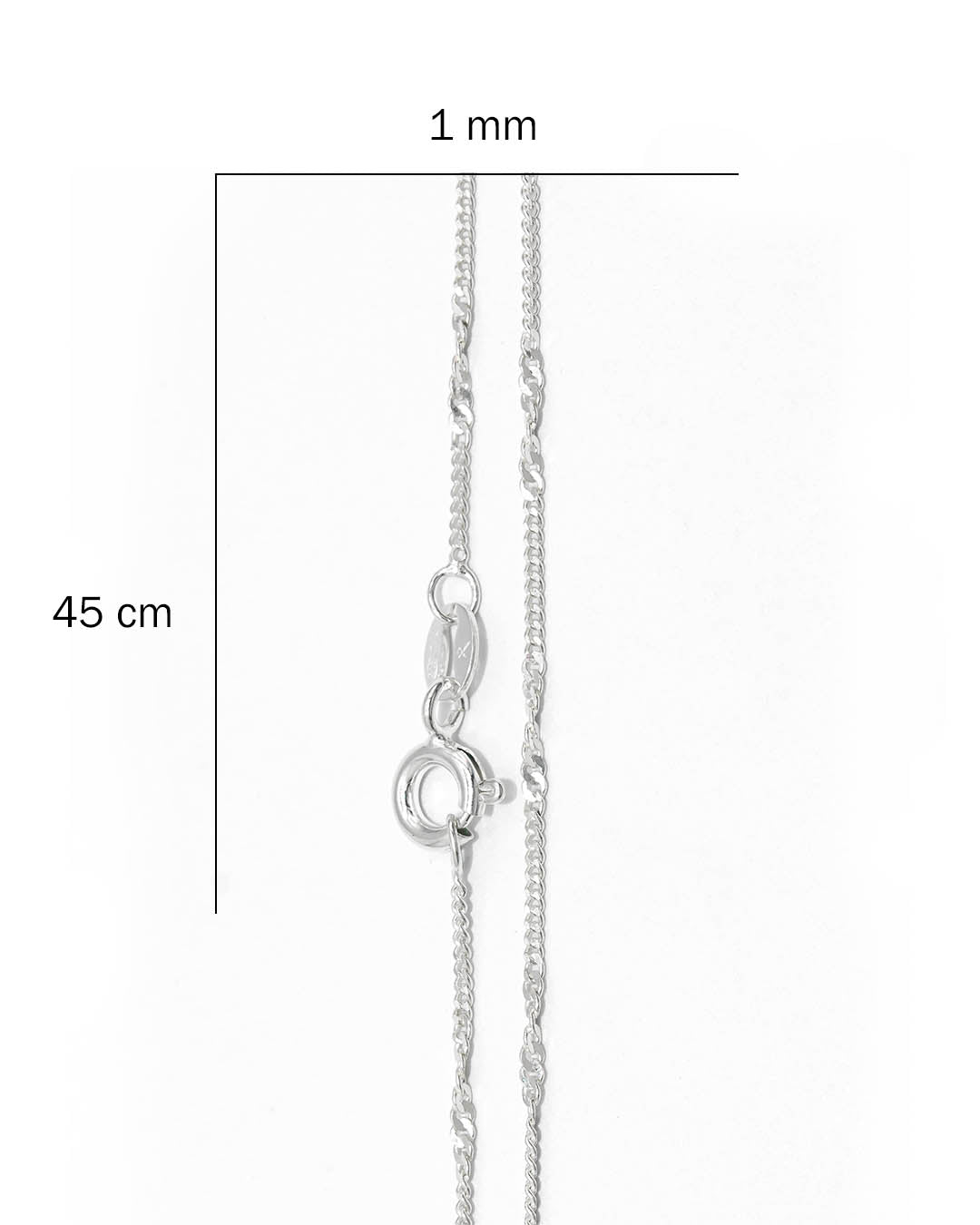 Plata ley 925 cadena cubana singapur 45cm x 1mm