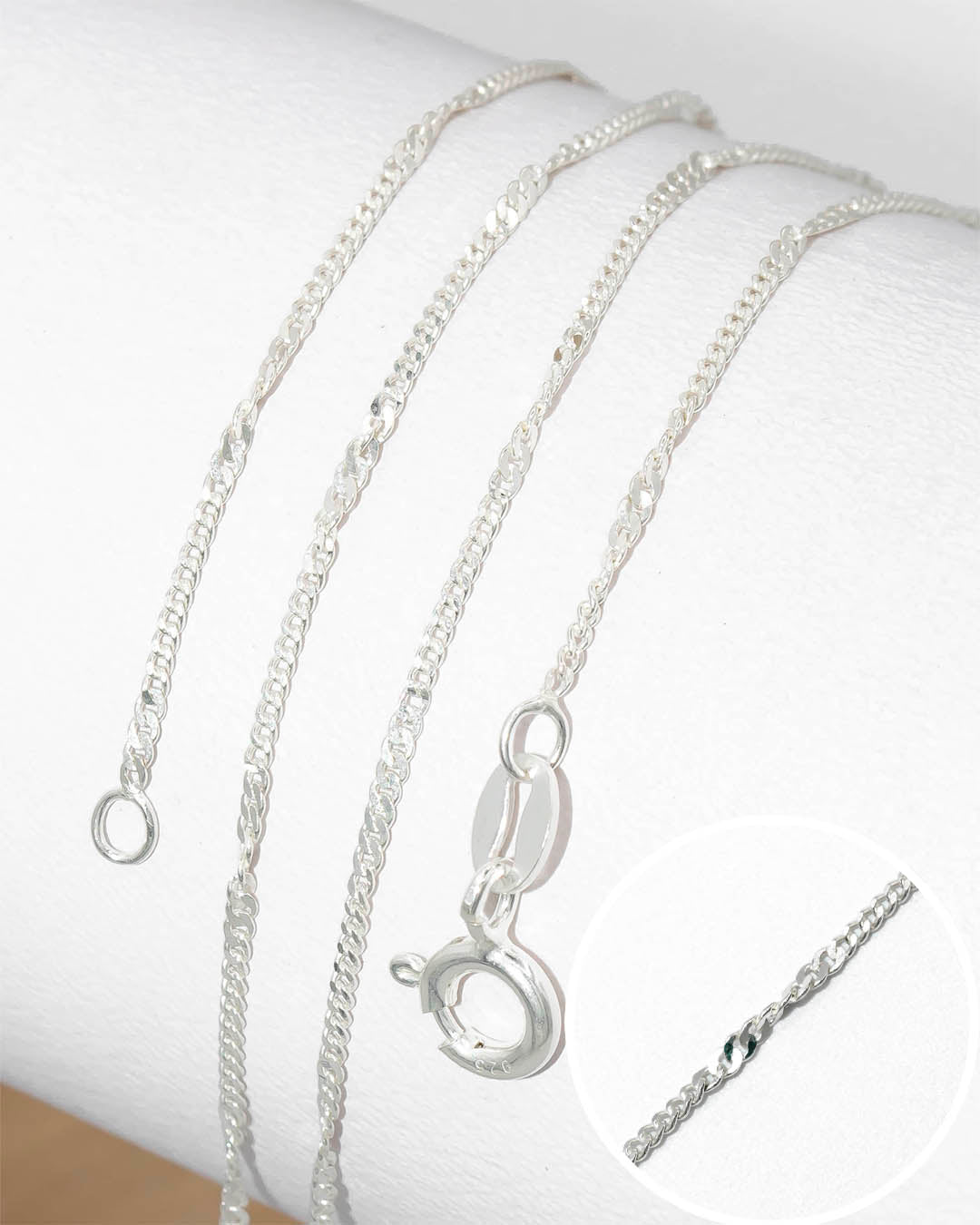 Plata ley 925 cadena cubana singapur 45cm x 1mm