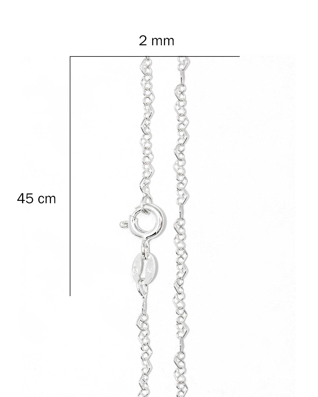 Plata ley 925 cadena corazón entrelazado 45cm x 2mm