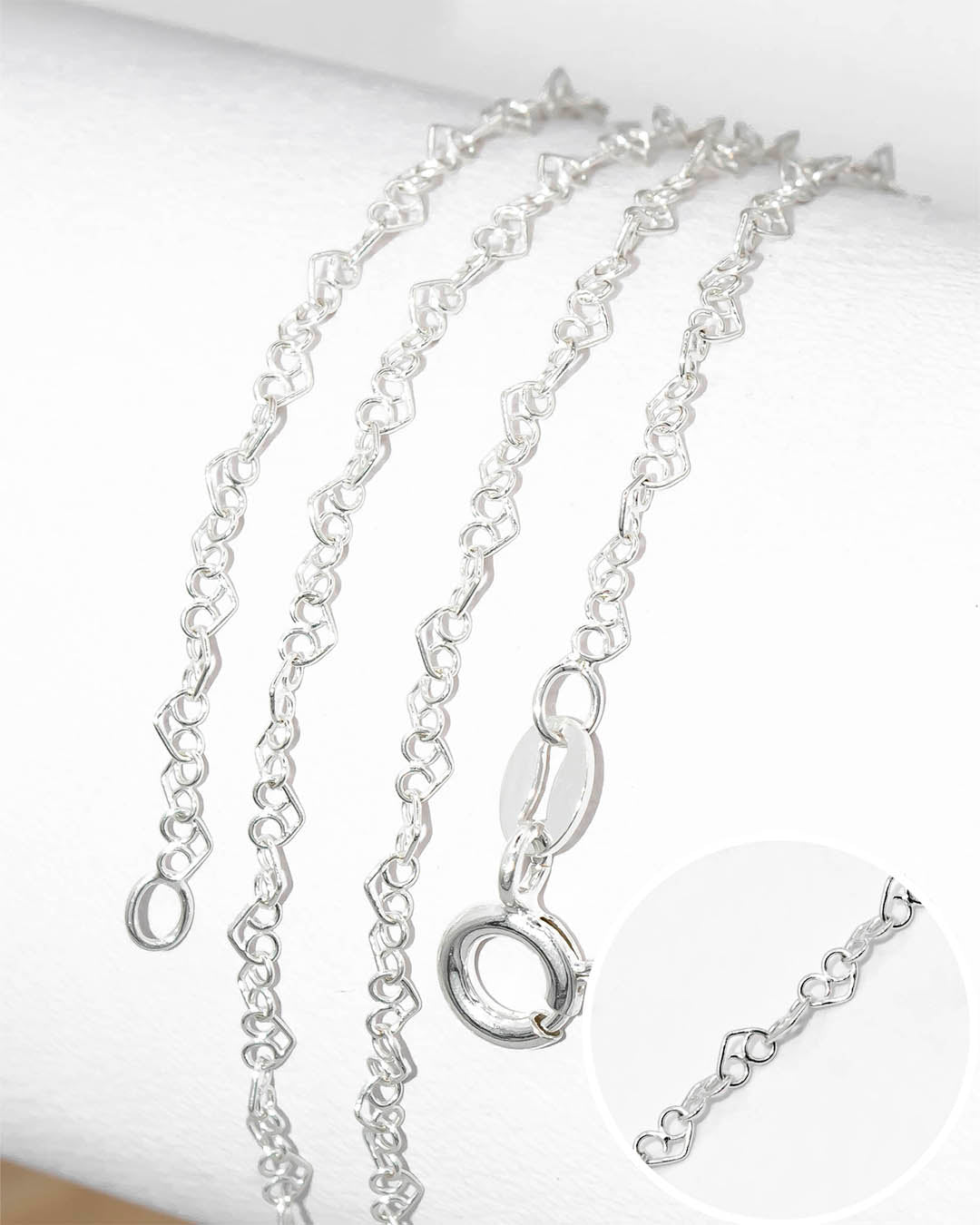 Plata ley 925 cadena corazón entrelazado 45cm x 2mm