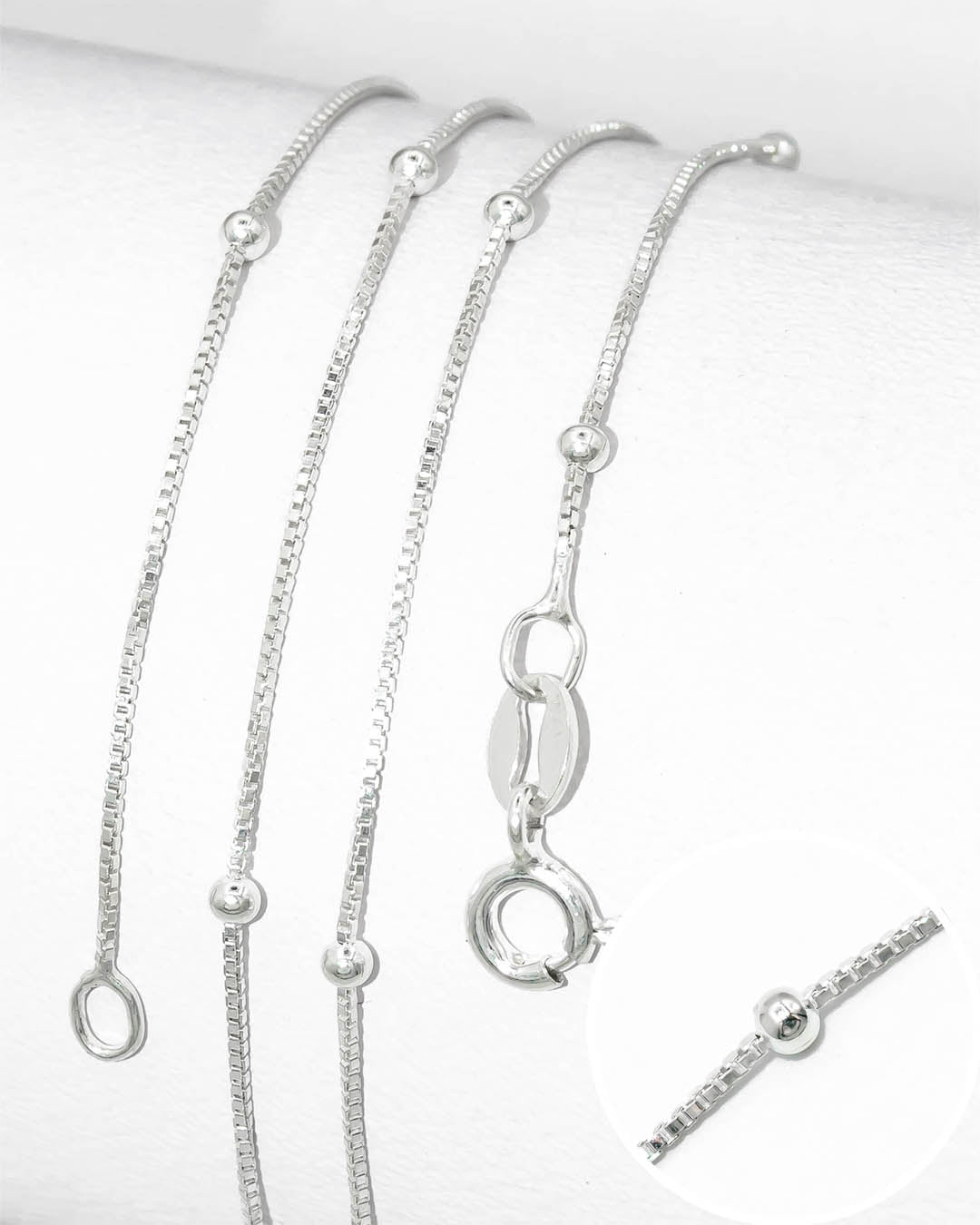 Plata ley 925 cadena veneciana balín 50cm x 2mm