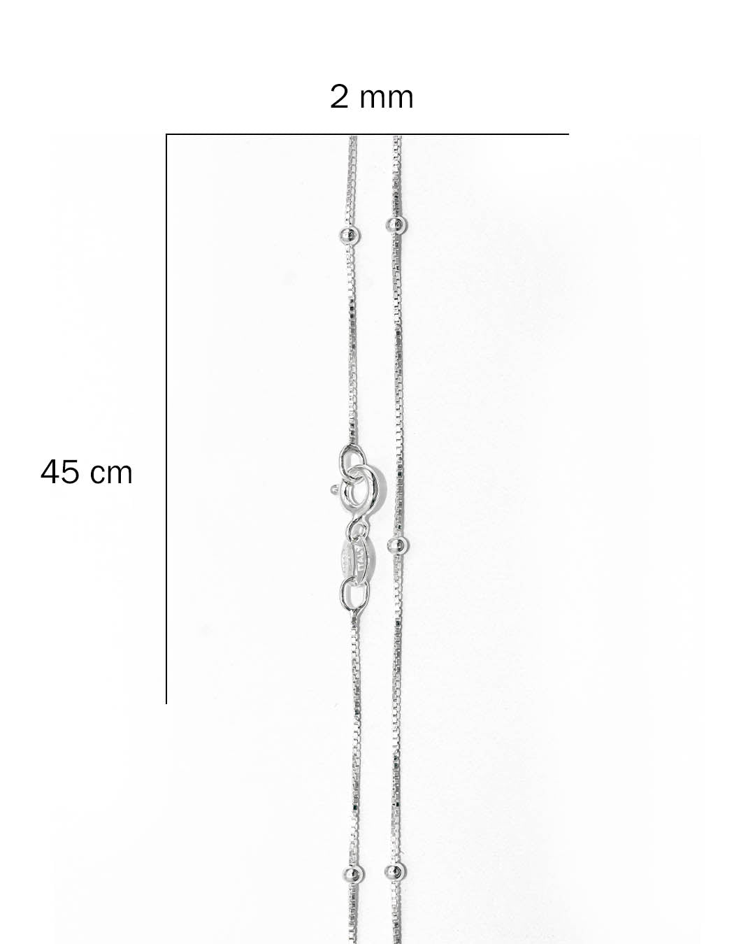 Plata ley 925 cadena veneciana balín 45cm x 2mm