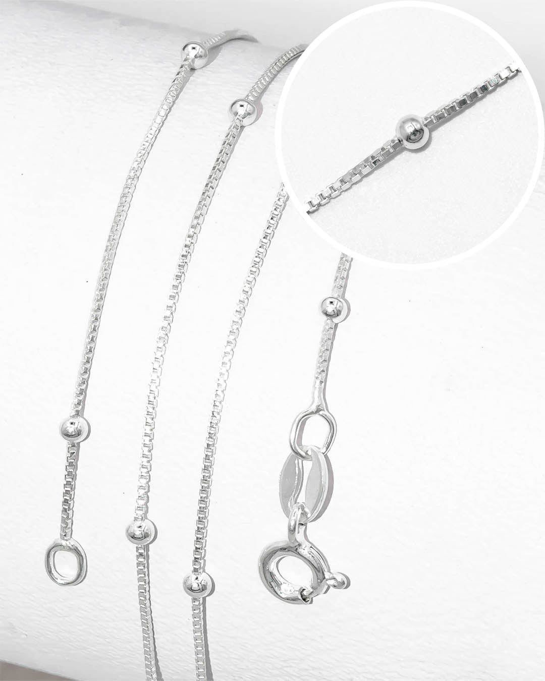 Plata ley 925 cadena veneciana balín 45cm x 2mm