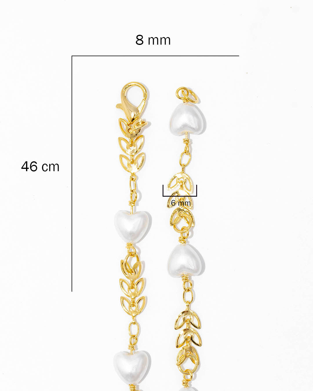 Cadena corazón perla y espiga