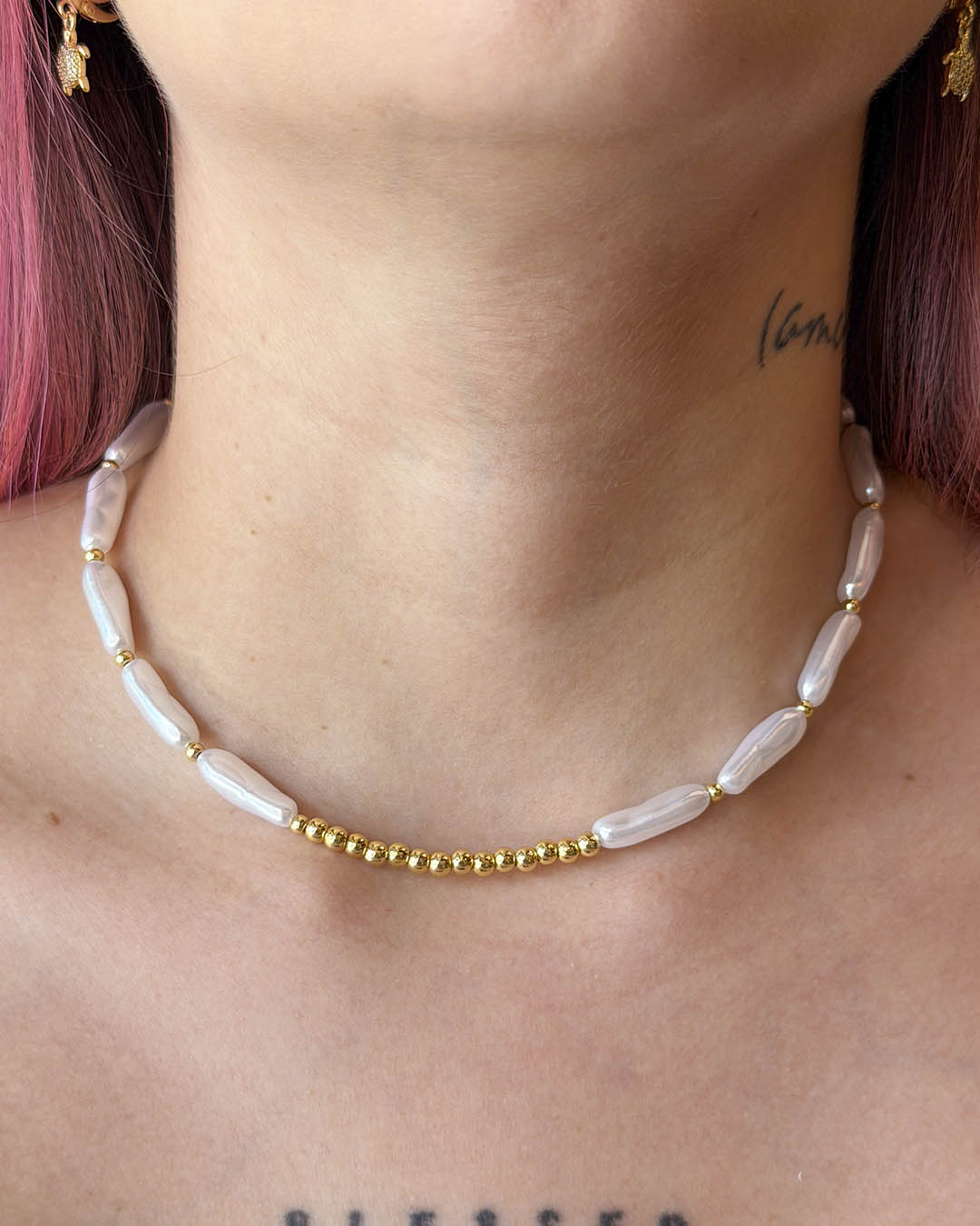 Cadena perla larga balín