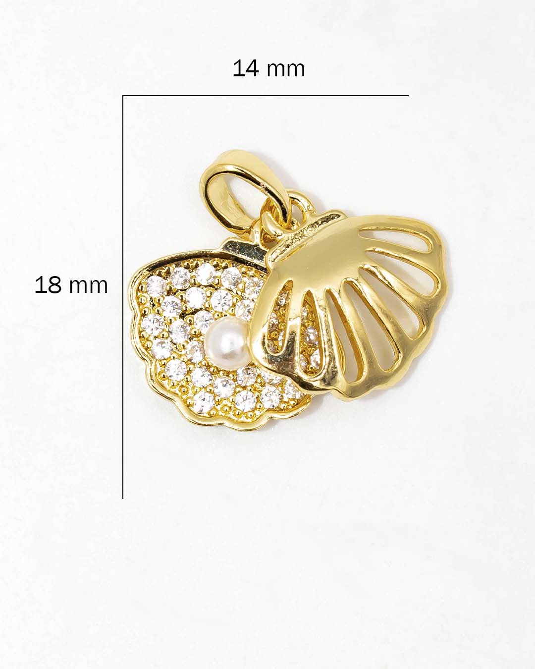 Dije concha doble con perla