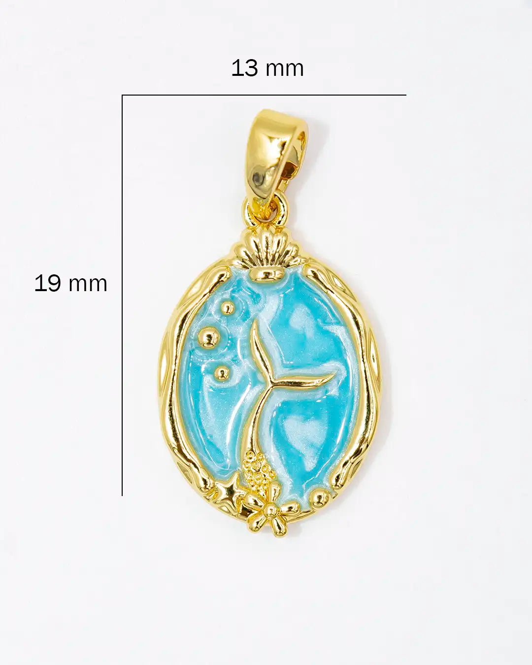 Dije cola de sirena placa azul