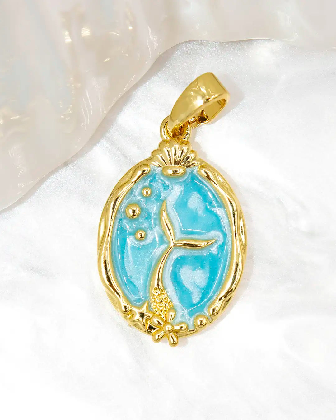 Dije cola de sirena placa azul