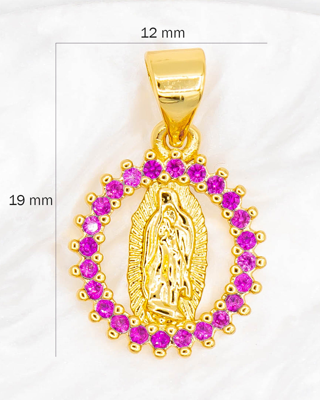 Dije virgen circones fucsia