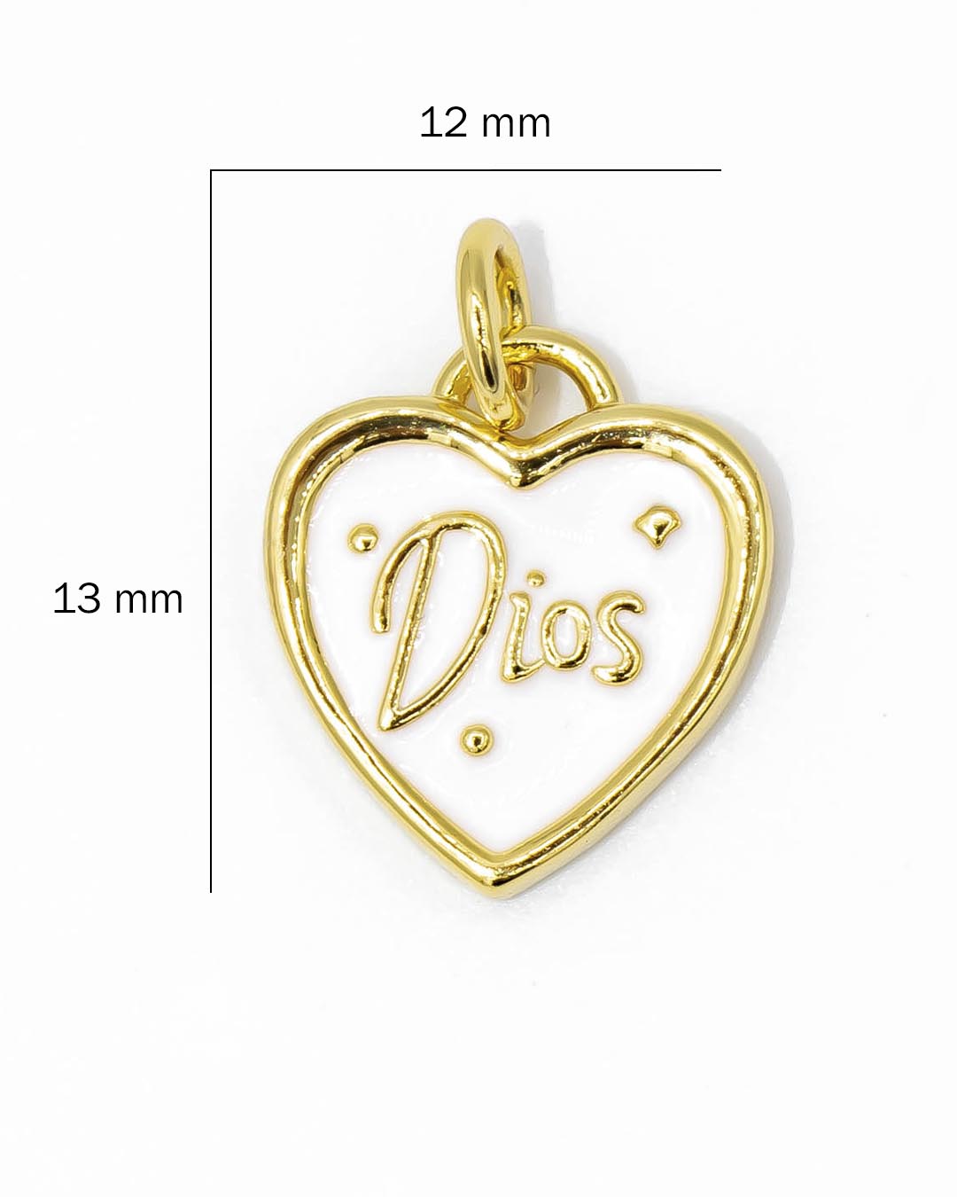 Dije corazón Dios blanco