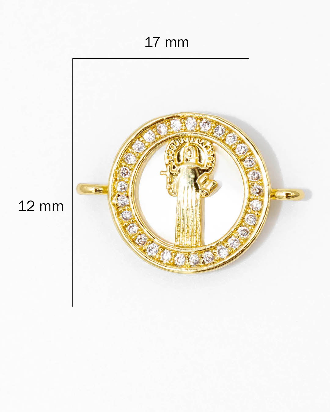 Dije pulsera San Benito nácar