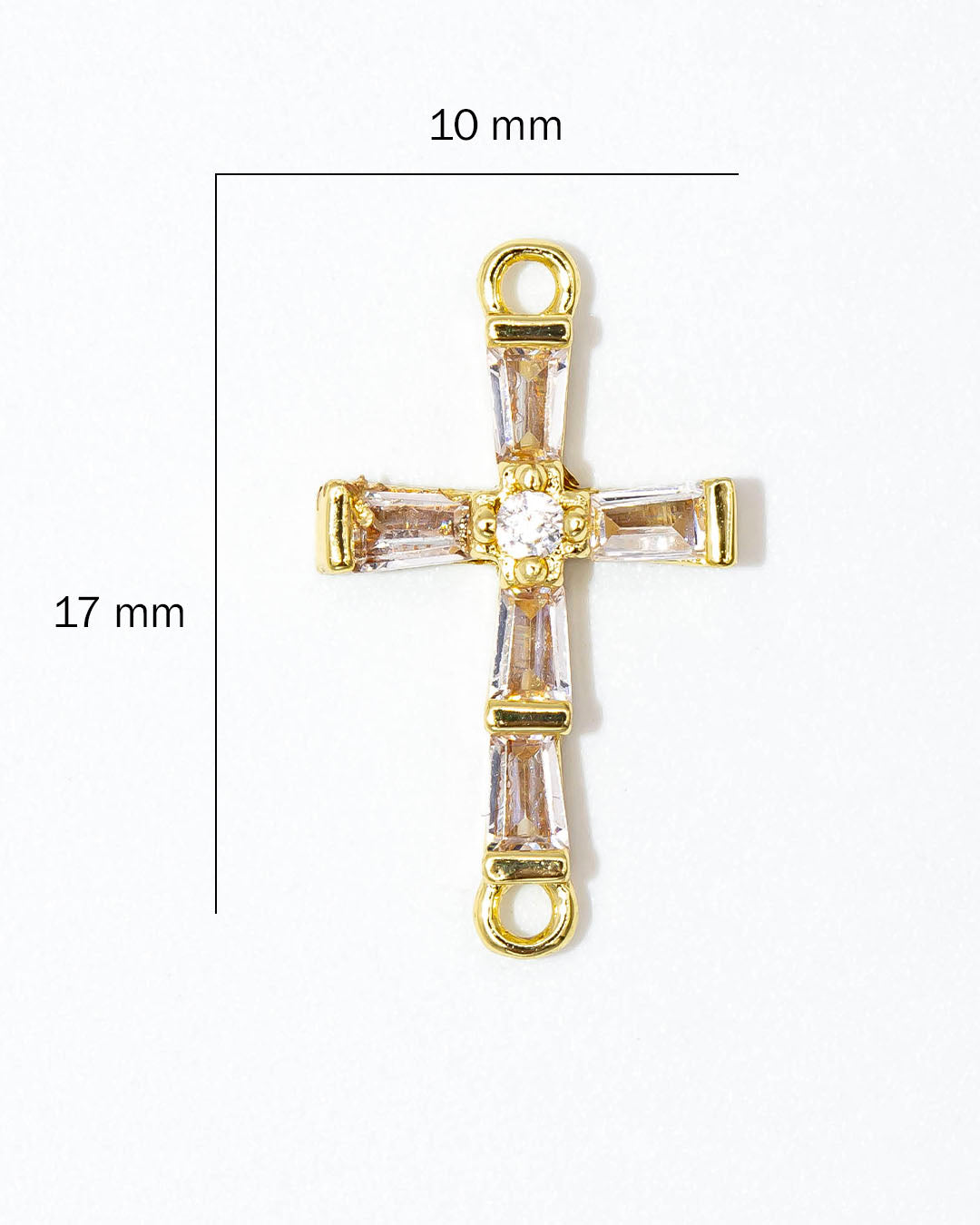 Dije pulsera cruz circones cuadrados