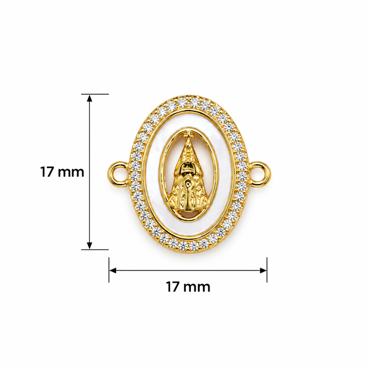 Dije pulsera virgen aparecida nácar
