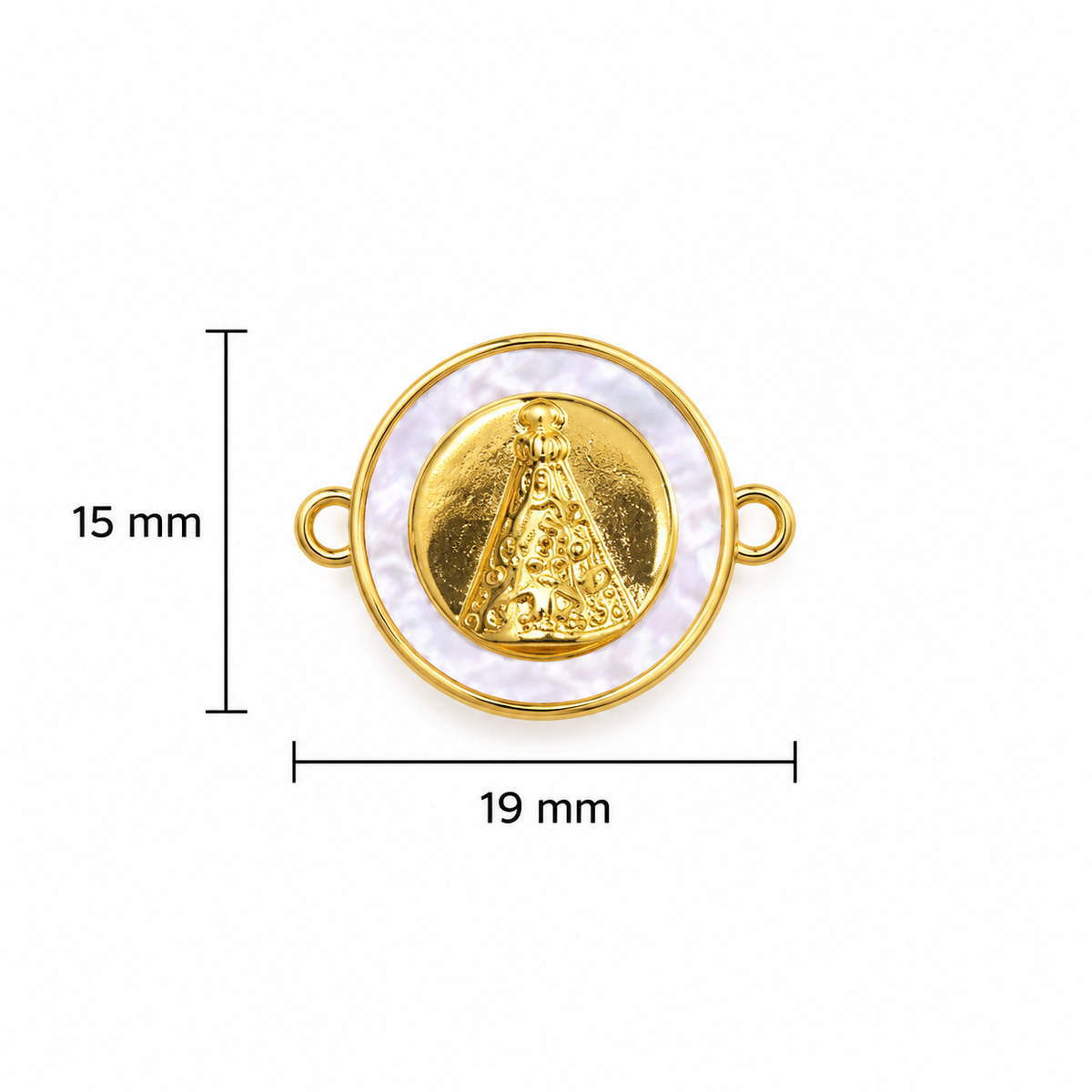 Dije pulsera virgen aparecida nácar