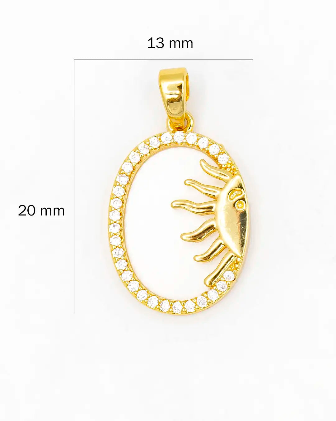 Dije sol blanco ovalado