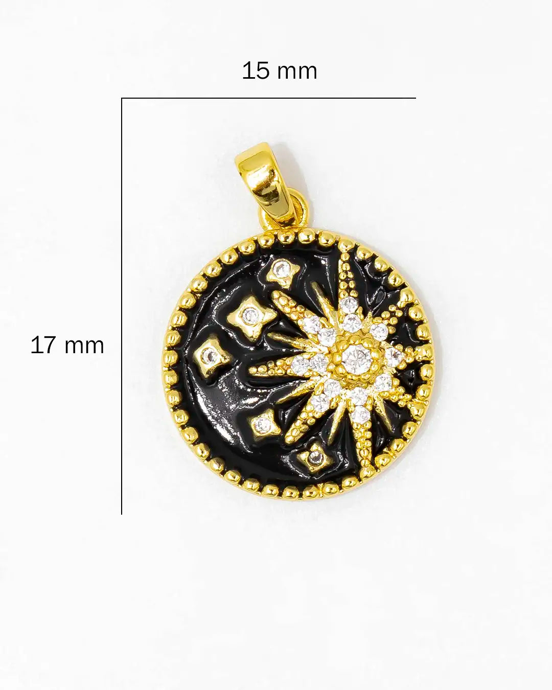 Dije estrella redondo negro