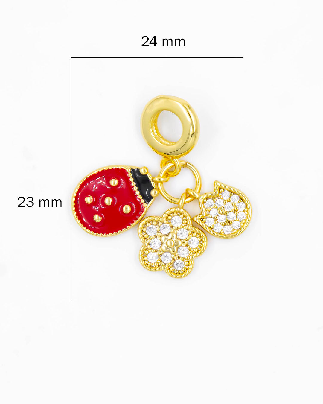 Charm mariquita y flores