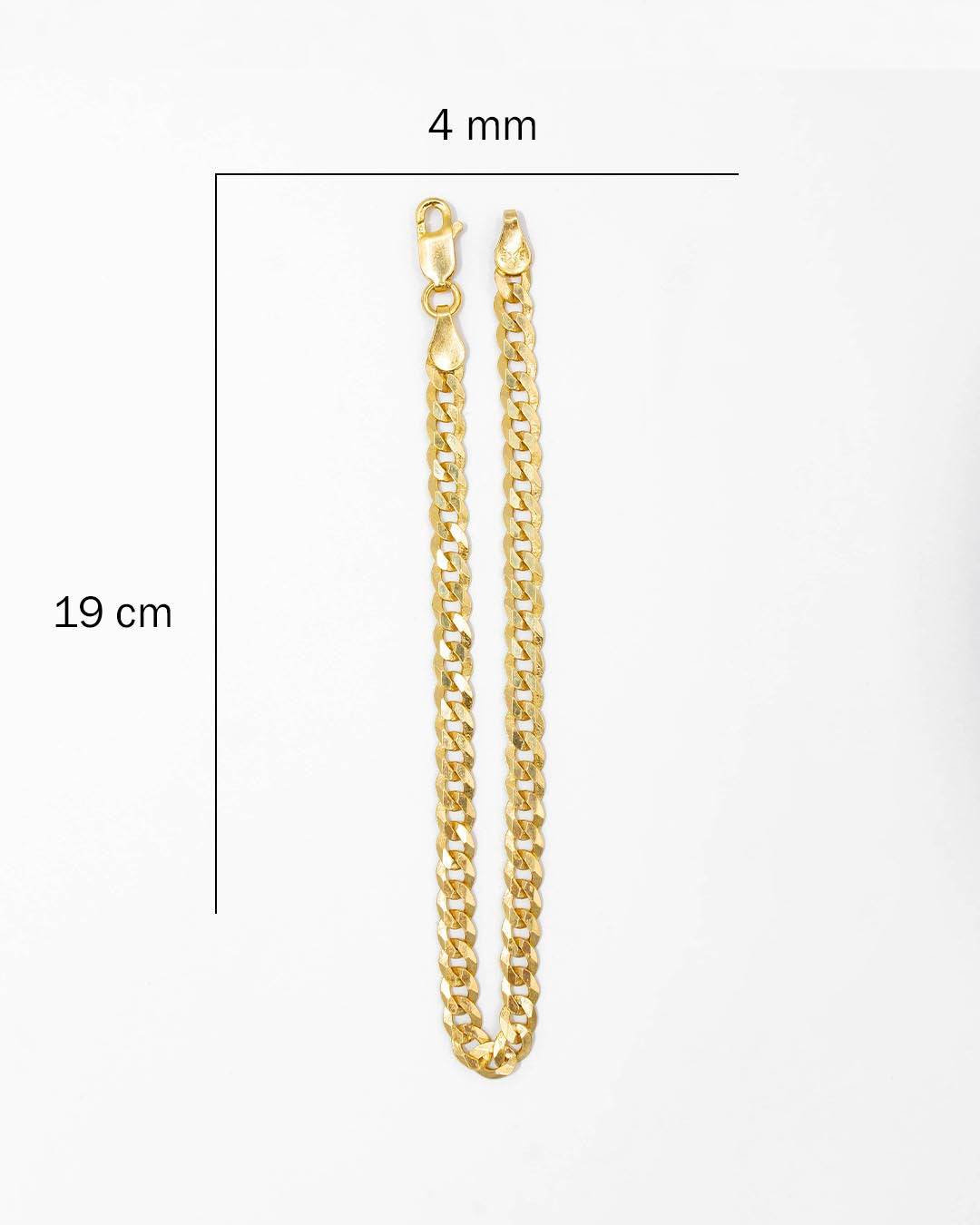 Oro Laminado pulsera cubana 4 mm