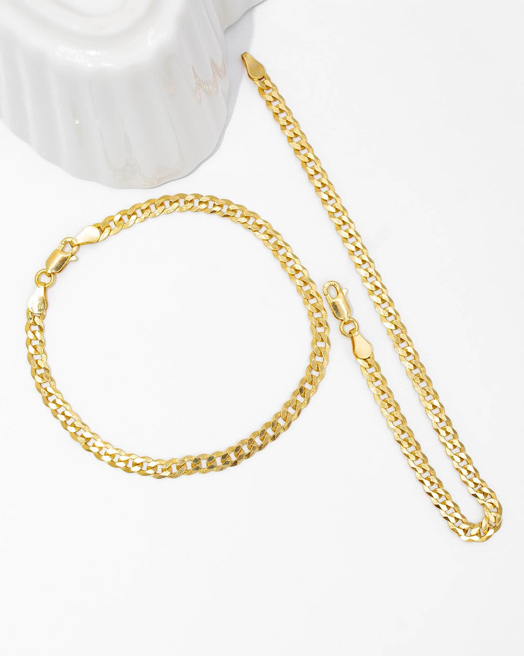 Oro Laminado pulsera cubana 4 mm