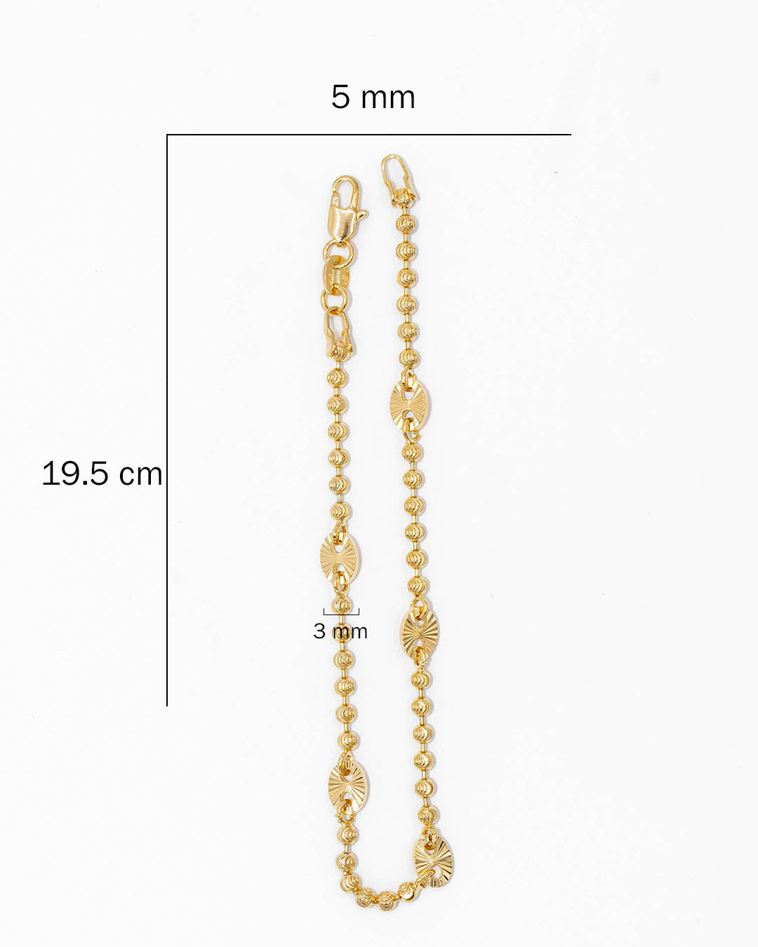 Oro laminado pulsera gc balín 20cm