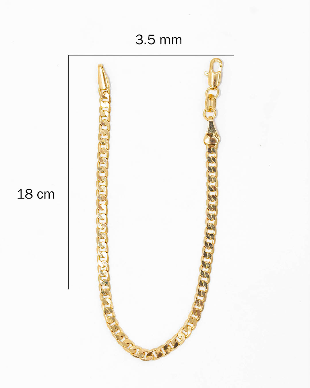 Oro laminado pulsera cubana 18cm x 3.5mm