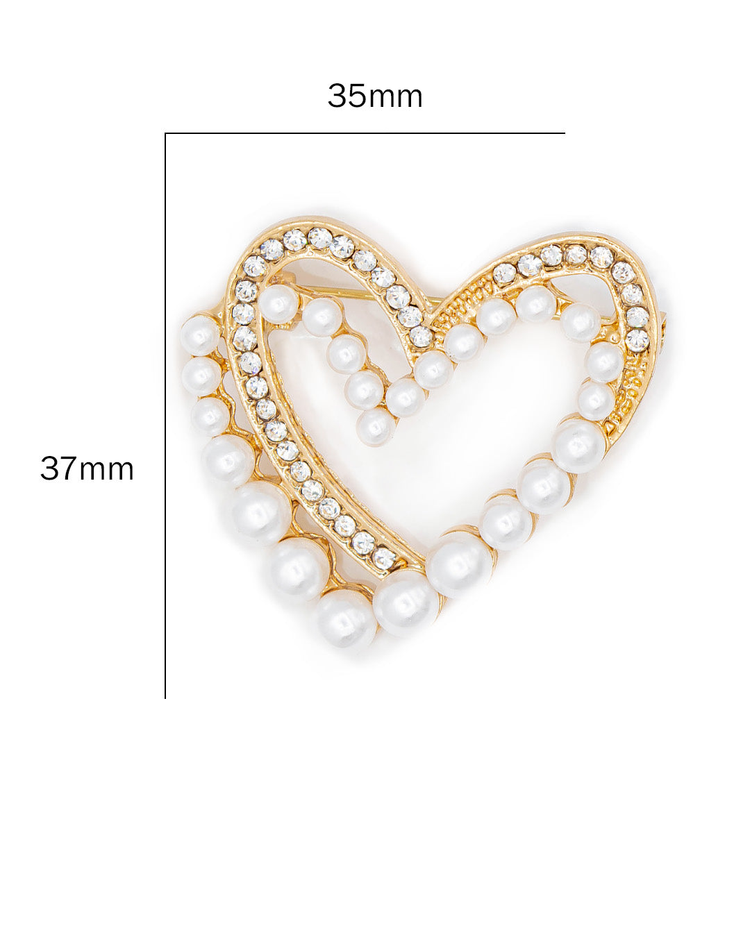 Prendedor de corazón perlado