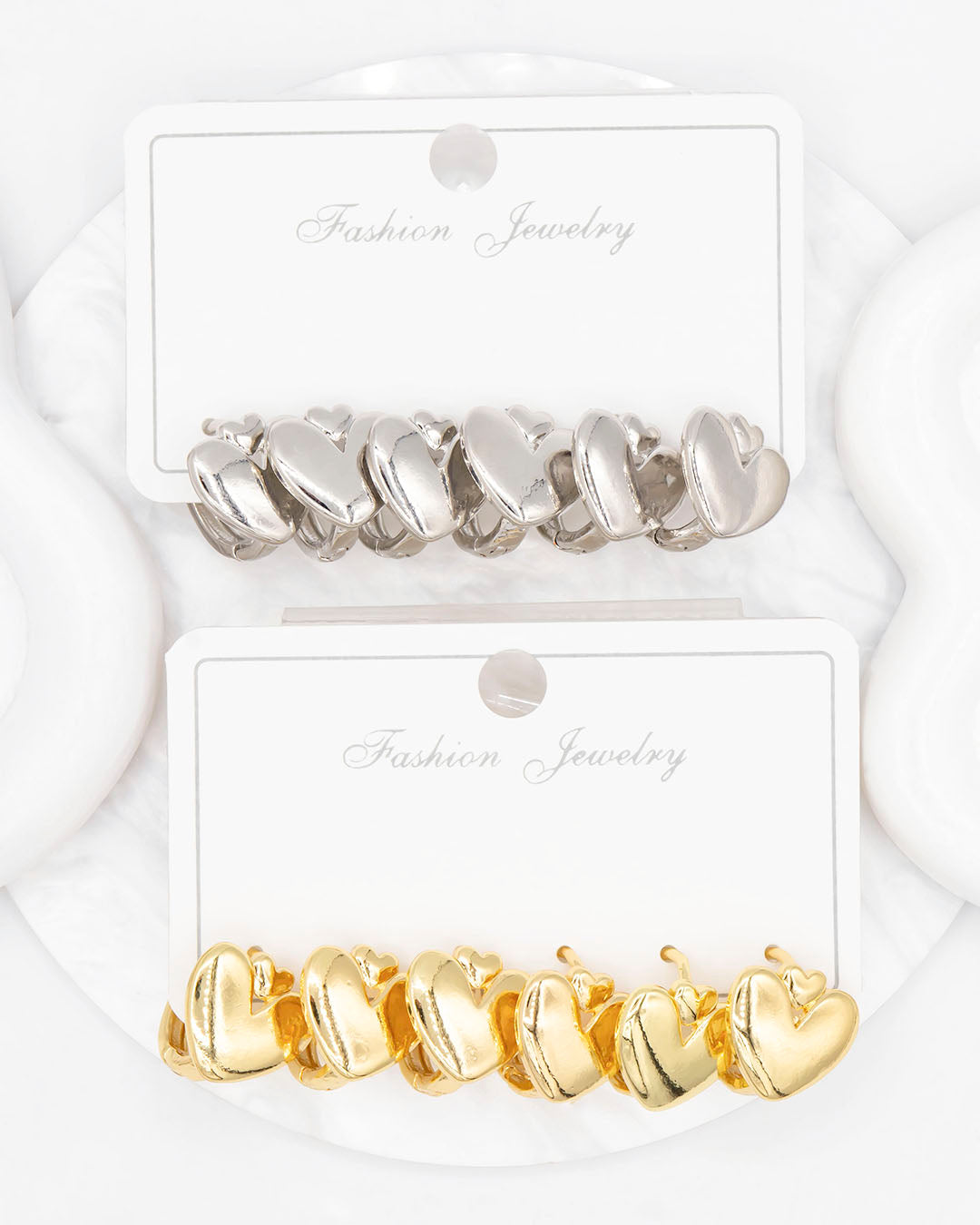 Set candongas corazón doble