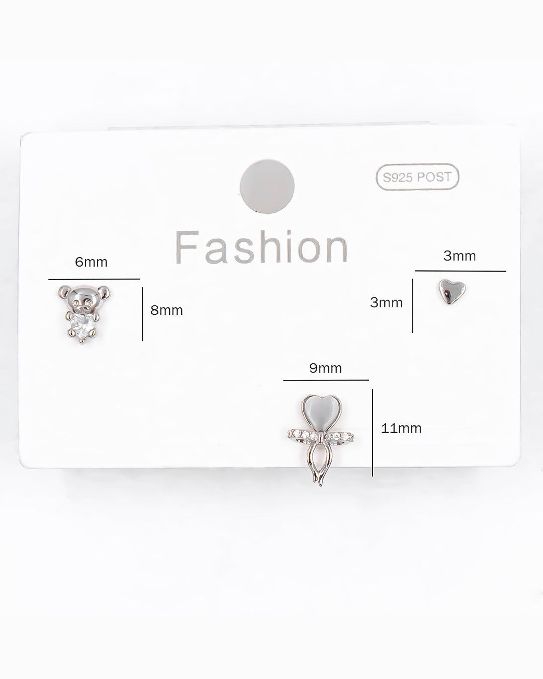 Set triple oso moño corazón